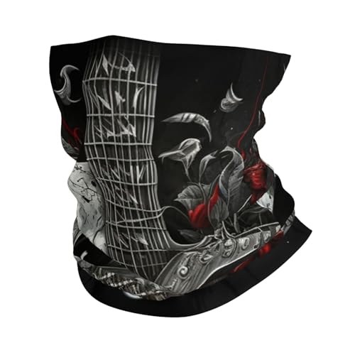 Skull Rock and roll guitar rosas Vintage Cuello Pasamontañas Balaclava Bandana para Mujeres y Hombres Máscara para Motocicleta Ciclismo Esquí Fiesta, Blanco miniatura 1