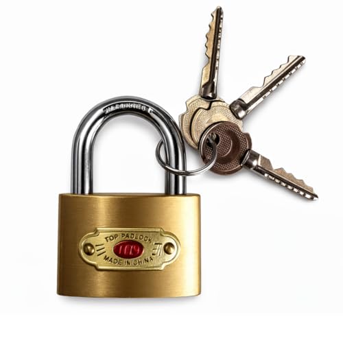 Cadeado Tetra 38mm em Latão Maciço, Sistema 4 Lados com 3 Chaves, Alta Segurança e Resistência, Dourado