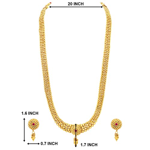 Image of Peora Gold Plated Bridal Jewellery Set with Kamarband Gift for Women Indian Traditional Ethnic Wedding