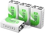 EBL 4 Pack 9V 6F22 Rechargeable Batteries 9 Volts Ni-MH 280mAh Low Self-discharged