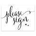 Andaz Press Wedding Party Signs, Formal Black and White, 8.5-inch x 11-inch, Please Sign, 1-Pack
