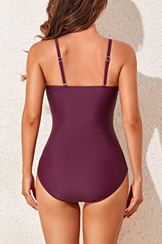 Image of Smismivo Tummy Control Swimwear Strapless One Piece Swimsuit Ruched Bathing Suits for Women Slimming Bandeau Tube Top Bikini