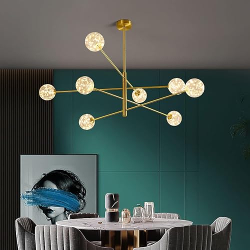 Lampe LED en Or Spoutnik Suspension Moderne Bubble Chandelier 8 Lumières Pendants
