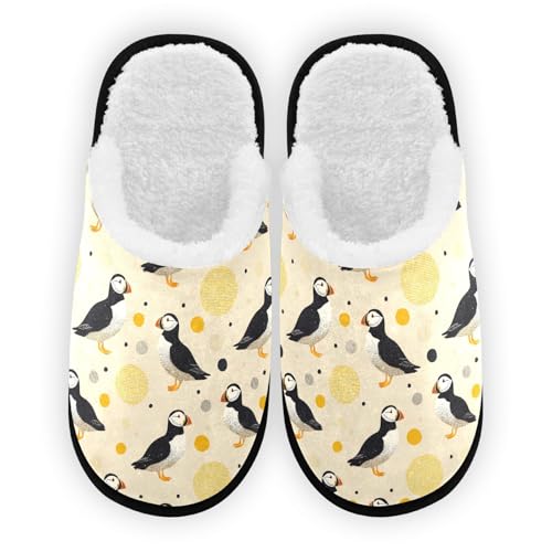 Puffins Yellow Cartoon Slippers For Women Men Soft Memory Foam Non-Slip Animal Winter Indoor House Shoes Travel Slipper