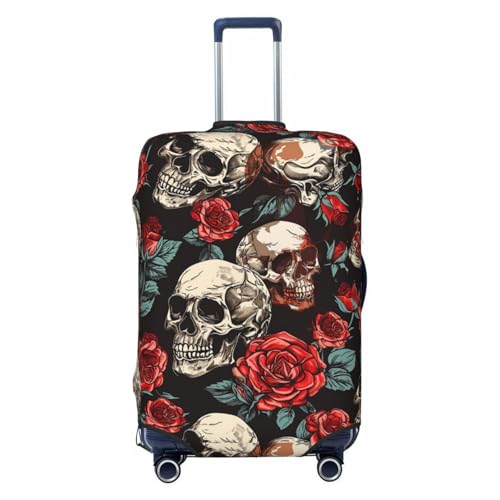 Floral Rose Skull Luggage Cover Washable Elastic Suitcase Cover Anti-Scratch Travel Luggage Protector Covers for Kids Adult XL fits 29-32 inch Suitcase