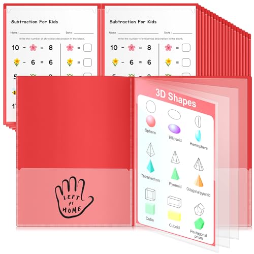 Dossier ecole plastique rouge Lot de 36 chemises robustes avec poches