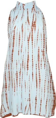 GURU SHOP Minikleid Boho Chic, Luftiges Weites High Nack Minikleid,...