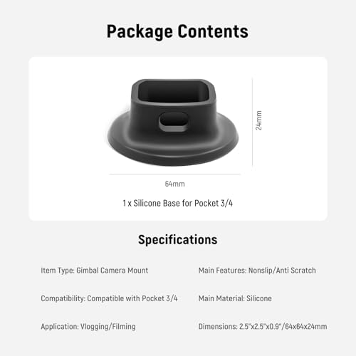 Image of NEEWER Silicone Stand Base for Pocket 4 & 3, o64mm Nonslip Soft Stable Anti Scratch Desktop Camera Mount Support Base Accessory Compatible with DJI Osmo Pocket 4 & 3 Gimbal Camera, AC020