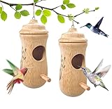 2PCS Hummingbird House 2022 New for Outside Wooden Hanging Hummingbird Houses Garden Decor Pet Cottage