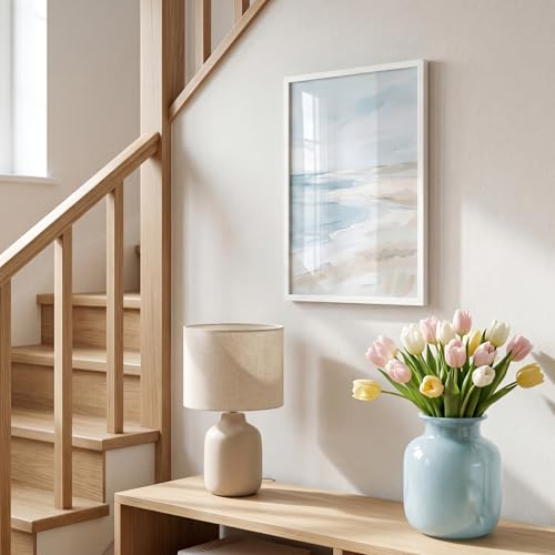 Image of Americanflat 12x18 Poster Frame with Polished Plexiglass - Streamline Collection - Thin Border Picture Frame for Wall Display - Hanging Hardware Included - White
