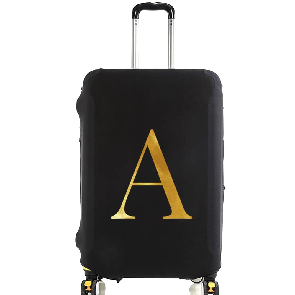 Initial Letter Printed Design Travel Trolley Case Cover Protector Washable Suitcase Cover Luggage Storage Covers for 18-28 Inch Luggage Cover (gold A, L (26-28 inch Luggage))