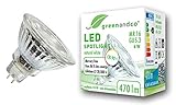 USO: Este reflector LED greenandco IRC 90+ GU5.3 MR16 reemplaza a los reflectores convencionales de GU5.3 12V con una potencia de 40W y un ángulo de difusión de 36°. Es ideal para la iluminación de acento. La forma y las dimensiones corresponden a las de un spot clásico GU5.3