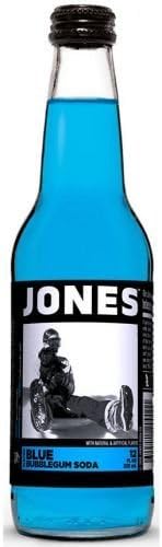 Jones Blue Bubble Gum Soda, 12 Ounce - 4 per pack -- 6 packs per case.