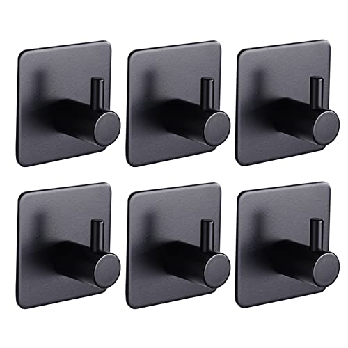 Haken Selbstklebend 6 Stück, SERKER 304 Edelstahl Handtuchhaken Wandhaken Klebehaken Mantelkappe Haken, Keine Notwendigkeit Zu Bohren, Verwendet für Zu Hause Küche Badezimmer Büro, Schwarz (6 Stück) … Cover