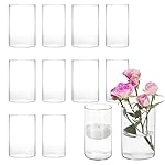 Fixwal 12pcs Clear Glass Cylinder Vases, 6 Inch Tall, Modern, Clear, Solid, Cylinder, Vase, Home Decor