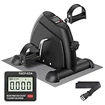 Mini Exercise Bike with Mat, Portable Under Desk Pedal Exerciser for Leg and Arm Workout, Smooth Magnetic Resistance, Indoor Cardio Training