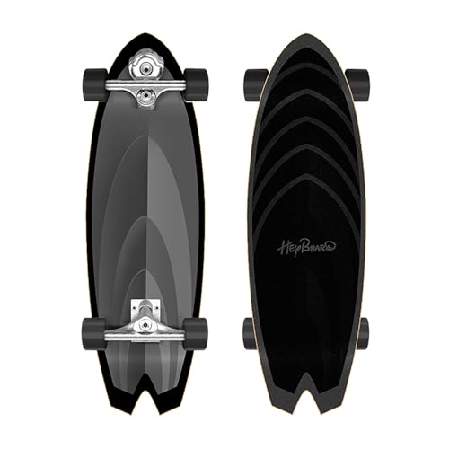 Surfskate Carver Skateboard para Carving Pumpping, 81 x 25 cm, madera de arce, monopatín completo, rodamientos ABEC-11, para jugadores avanzados (plata)