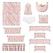 Sweet Jojo Designs Solid Color Blush Pink Shabby Chic Harper Baby Girl Crib Bedding Set with Bumper 9 Pieces