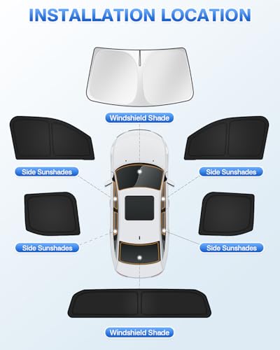 Image of Canvcle Sunshades for Toyota Tacoma 2024 2025 2026 Accessories Windshield Sun Shade Side Rear Window Shade Cover Sun Visor Shield Privacy Protection for Camping Keep Vehicle Cool Black 6PCS
