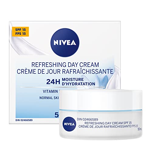 NIVEA - NIVEA Refreshing Day Cream with SPF 15, 24H Moisture for Normal Skin, 50ml | Day Cream with SPF 15 - -8%