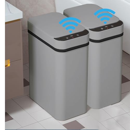 Poubelle détecteur de mouvement 9L plastique étroite lot de 2
