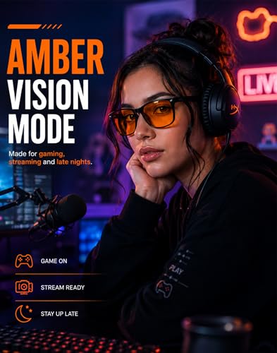 Image of TIJN Blue Light Blocking Glasses Dual AR Coatings Amber Orange Lens for Computer Gaming