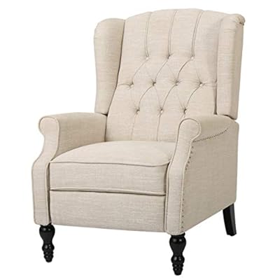 CHRISTOPHER KNIGHT HOME GDF Studio Elizabeth Tufted Fabric Recliner, Vintage Reclining Reading Armchair, Light Beige 41h1fH1ww7L. SS400