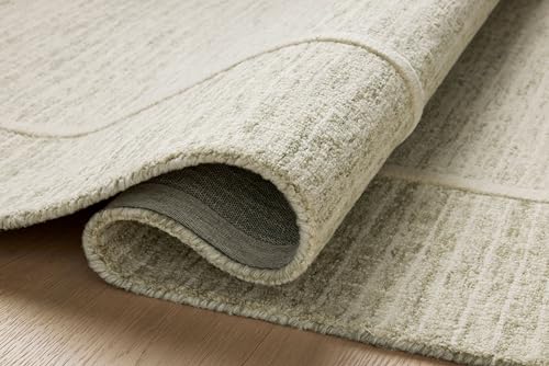 Image of Loloi Chris Loves Julia Briggs Sage /Ivory 9'-3 inch x 13' Area Rug | BRG-01 Approx. 9x13 Green Living room Dining room Bedroom, Minimalist, Muted, Hand-Tufted, Area Rug