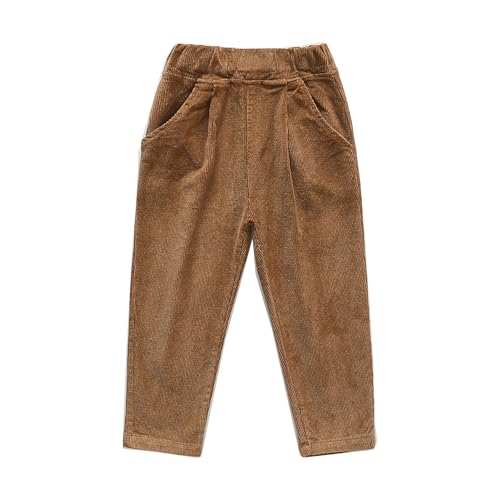 Boy's Casual Elastic Waist Tapered Trousers Long Corduroy Pants