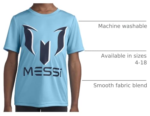 Image of Messi Boys' Lifestyle Short Sleeve Top, Loose-Fit Shirt with Logo, Comfortable, All-Day Wear