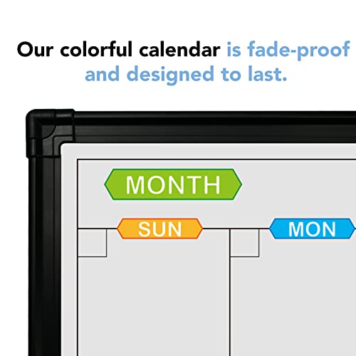 Jiloffice Magnetic Calendar Whiteboard & Bulletin Corkboard Combination, Combo Board 36 X 24 Inch, Black Aluminum Frame Wall Mounted Board For Office Home And School With 10 Push Pins #TOP2