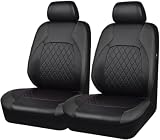 2 Pezzi Coprisedili Auto per VW Tiguan 2016-2025, Protezione Sedile Pelle PU Anteriori Impermeabile Traspirante Antiscivolo Confortevoli Protettivi Interno Accessori,B/Black