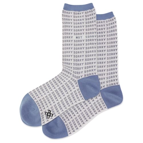 Hot Sox Women's Sorry not Sorry Crew Sock 1 Pair Pack, Pink, Women's Shoe Size 4-10