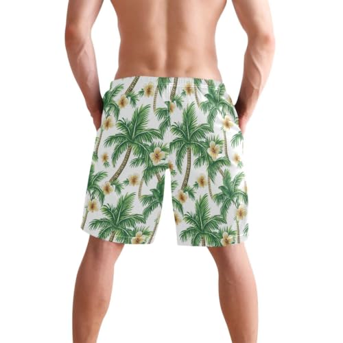 Short de bain bleu pour homme short extensible palmier d'été 22,9 cm - 2