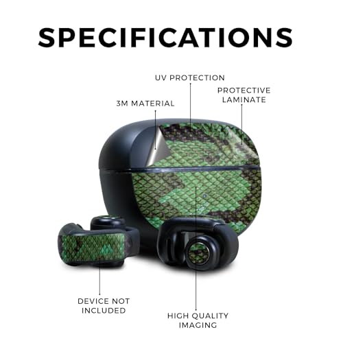 Image of Carbon Fiber Skin Compatible with Bose Ultra Open Earbuds - Green Serpent - Premium 3M Vinyl Protective Wrap Decal Cover - Easy to Apply | Crafted in The USA by MightySkins