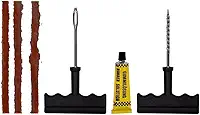 Kit de Reparo Conserto Remendo para Pneus de Carro, Moto e Bicicleta, Contém Macarrão Selante, Ferramentas e Cola