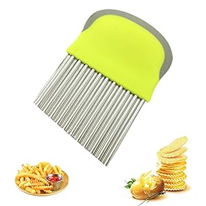 Stainless steel chips cutter, wave cutting knife, vegetable blade with scalloped edge, for potatoes, crinkles, chips, fries and fruit