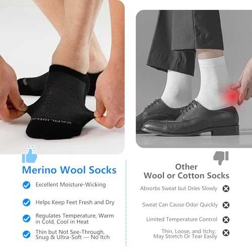 Image of ZEAL WOOD 3 Pairs Merino Wool No Show Athletic Socks For Men Women Ankle Running Golf Tennis Low Cut Hiking Socks