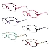 IVNUOYI 6 Pack Reading Glasses Blue Light Blocking,Fashion Ladies Spring Hinge Readers with Pattern Print,Anti Glare UV Eyeglasses for Women 1.5