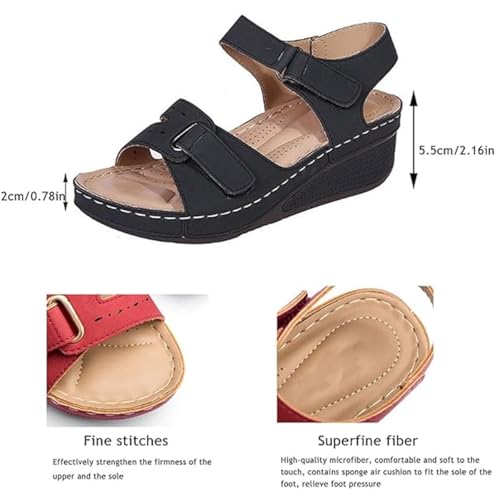 Soft & Stylish Wedge Sandals for Effortless Comfort, Women Orthopedic Sandals Open Toe Ankle Strap Arch Support2