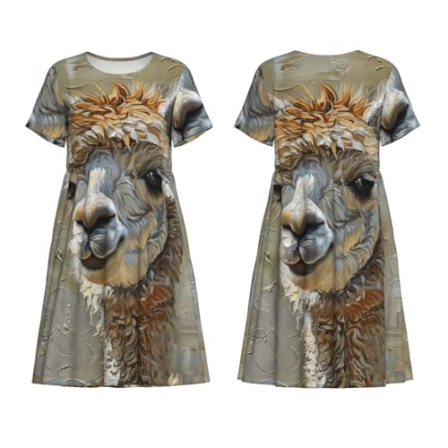 Robe d'été manches courtes imprimé lama pour rester fraîche et chic - 6
