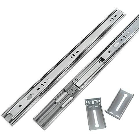 LONTAN 1 Pair 22 Inch Side/Rear Mount Soft Close Drawer Slides Full Extension 3 FOLD Drawer Glides - 4502S3-22 Drawer Slides Bottom Mount Heavy Duty 100 LB Drawer Runners with Rear Mounting Brackets Cover