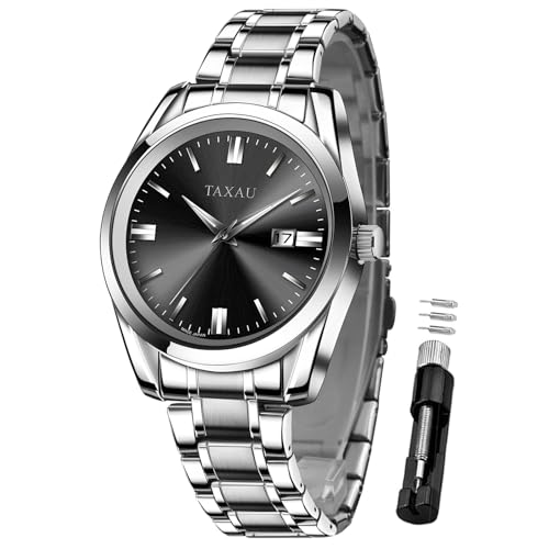 Montres pour hommes montre homme argent cadran noir chic Taxau G8470