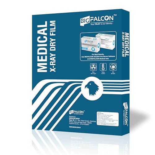 Image of BIGFALCON Medical Xray Dry Film for Inkjet Blue Base Size 10 inch X 12 inch (100 Sheets X-Ray Film For X-ray, CR, DR and OPG Images) Thickness - 210 Micron