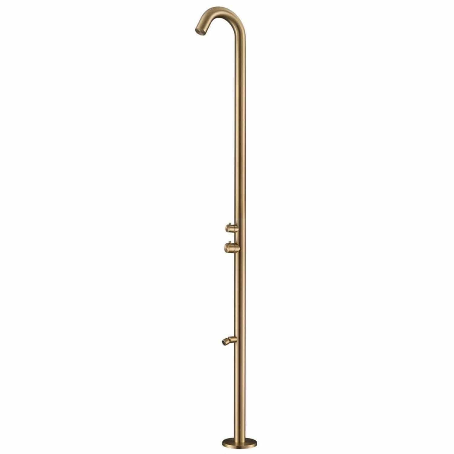 Sined Quartu Douche Dexterieur En Acier Inoxydable 316l Avec Tête De Douche Et Lavepieds h 2289 Cm Inox Oro Avec Douche De Tête Et Lavepieds