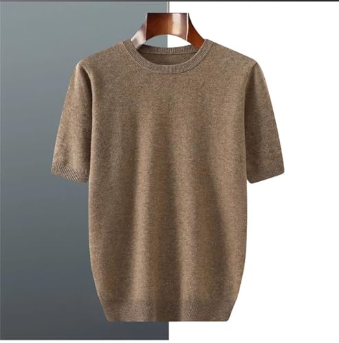 Mens Short Sleeve Pullover Sweater Round Neck Breathable Loose Solid Color Casual Tops2