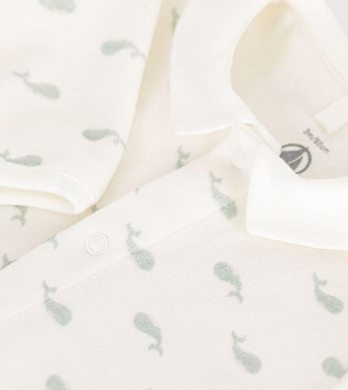Petit Bateau Pigiama Neonato in Velluto Panna
