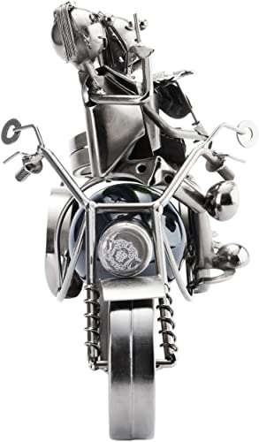 Foto von BRUBAKER Flaschenhalter Paar auf einem Motorrad Metall Skulptur Geschenk mit Geschenkkarte