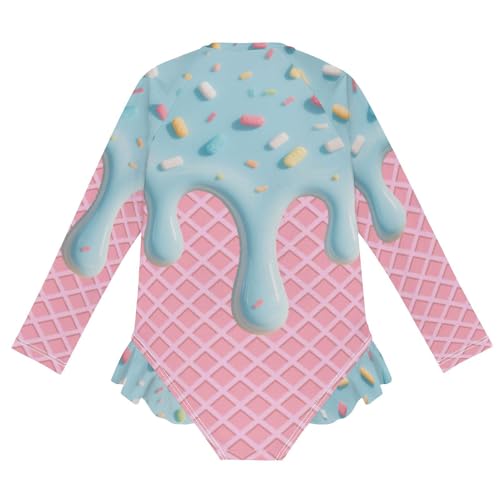 Girls One Piece Swimsuits UPF 50+ Quick Dry Long Sleeve Rashguard Bathing Suits with Zipper Swimwear 3T-12Y2