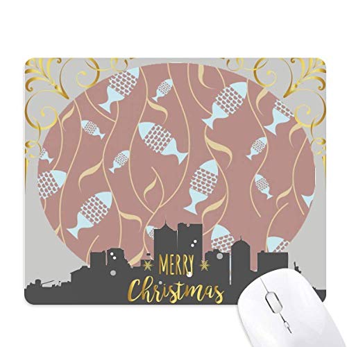 Tapis de souris poissons abstraits et plantes de Noël, tapis haut de gamme en caoutchouc